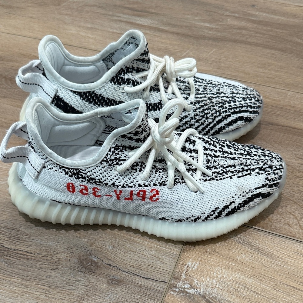 Women's Yeezy Zebra White and Black Sneakers